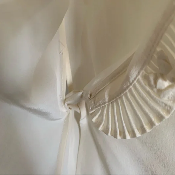 Etcetera Silk Ivory Cream V-Neck Wrap Blouse, 6 - Picture 8 of 14
